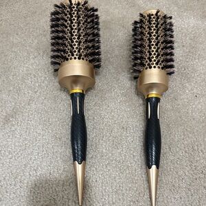 Gold and Black Round Hair Brush Set